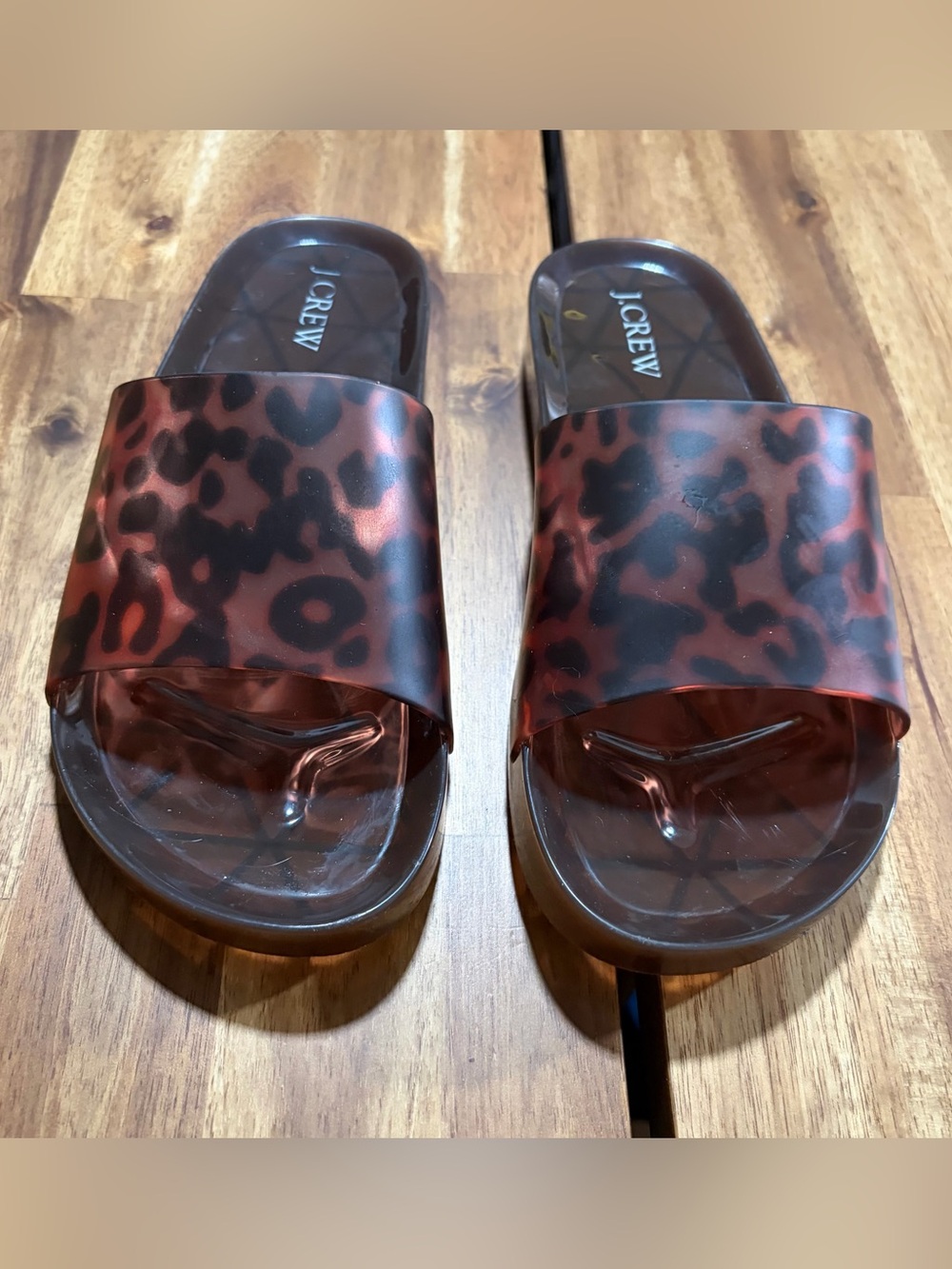 J.Crew Leopard Print Tortoise Pool Slides
